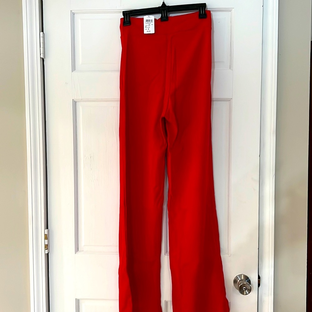 High rise beautiful red wide leg pants